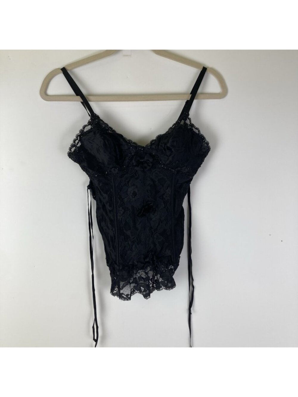 Vintage Jacalyn Bennett Fredericks Black Corset Style Lingerie Size Small Black